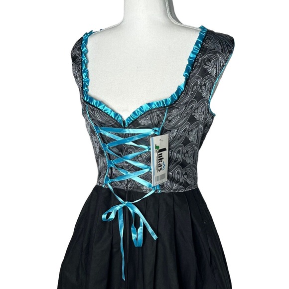 NEW Lukas Dirndl Authentic bavarian EU 36 Long Dirndl front black Paisley dress - Picture 2 of 12